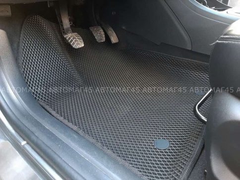 EVA ЭВА 3D коврики в салон LADA Vesta Веста черные черный кант рисунок ромб комплект 5шт CITY   фото 5