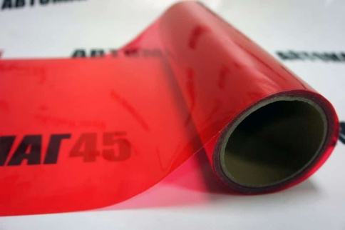 Пленка  для фар глянцевая красная 1м х 0,3м    фото 6