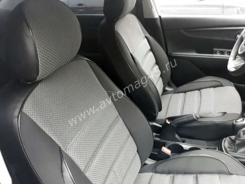 Авточехлы  Kia Rio Киа Рио 2011-2017г Hyundai Solaris 2011-2017г жаккард черно-серый Ижевск    фото 9