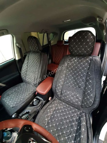 Чехлы  накидки на сиденье лен форма 2Д серый передние 2шт    фото 1