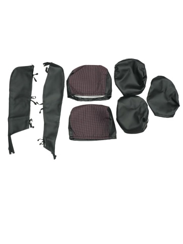 Recaro  чехлы универсальные экокожа черная жаккард красная нить комплект    фото 5