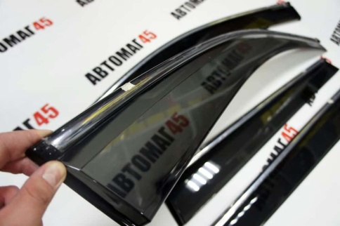 Дефлекторы окон Volkswagen Touareg Фольцваген Туарег 2010-2018г 2 пок хром молдинг комплект 4шт    фото 5