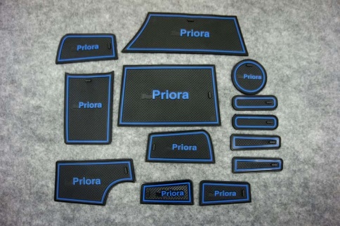 Коврики в ниши Лада Lada Приора Priora 2 синие буквы 13пр. фото 1