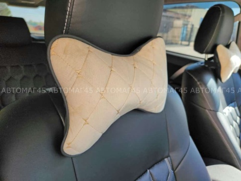 Maximal Подушка косточка под шею велюр бежевая с бежевой ниткой 26х19см 1шт    фото 2