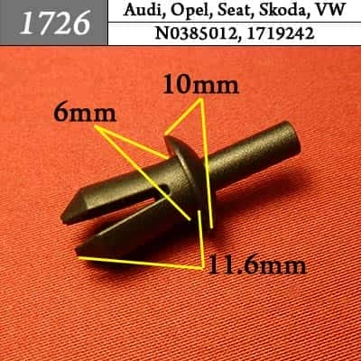 1726 Клипса пистон для Audi Opel Seat Skoda Volkswagen фото 1