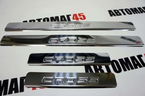 LIDER  Накладки на пороги  Лада Lada X-ray Х-рей Cross 4 шт нержавейка    фото 5