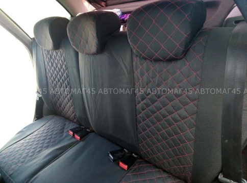 Авточехлы  Лада Kalina Калина Калина2 жаккард черный с красной ниткой ромб Барс  фото 7