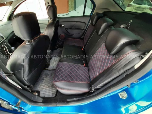 Авточехлы  Renault Logan с 2013г Renault Sandero Stepway с 2015г 2/3 без AIRBAG алькант сер.н ромб фото 10