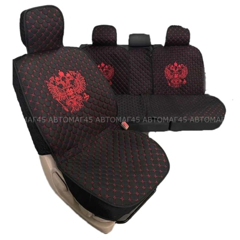 Чехлы  накидки на сиденье серия G лен черный красная нитка комплект 5 шт    фото 14
