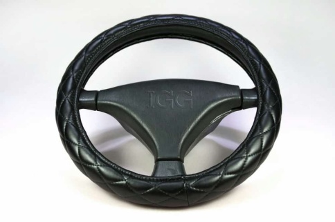 IGG  718 оплетка руля экокожа черный стеганый    фото 3
