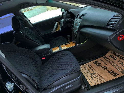 Автотренд  Накидки на сиденье на силиконе без боков велюр черный c красной ниткой 2шт фото 7