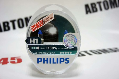 Philips  лампа H1 X-tremeVision +130% 12V 55W 2шт    фото 1