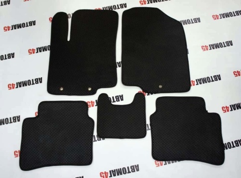 EVA ЭВА  коврики в салон Kia Rio 2011-2017г Hyundai Solaris 2011-2017г черные рисунок ромб компл 5шт фото 2