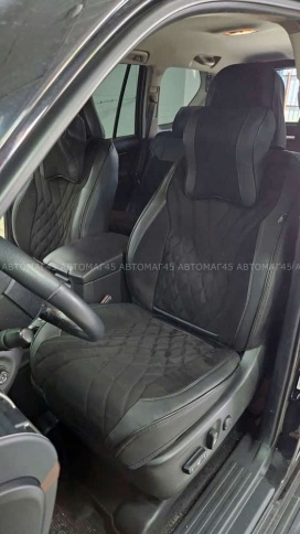 Чехлы  накидки на сиденье экокожа+алькант черный трансформер с отдельным подголовником компл Oumanni фото 6