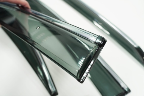 Дефлекторы окон Chevrolet Aveo T300 Шевроле Авео Т300 2012-2015г с хромом комплект 4шт    фото 3