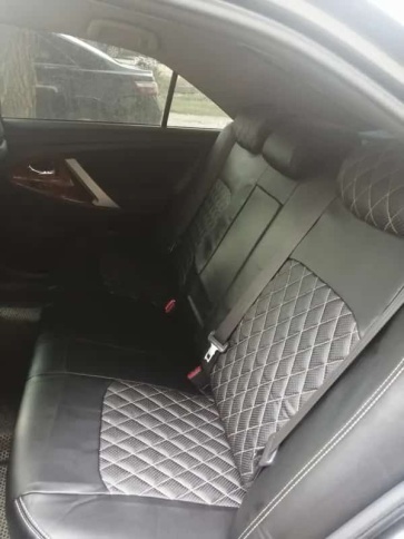 Авточехлы  Toyota Camry Тойота Камри 2006-2011г кузов V40 экокожа черная нить серая ромб   фото 4