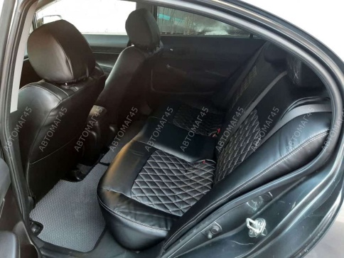 Авточехлы  Honda CIVIC Хонда Цивик 4D 4х дверная 2005-2011г Экокожа черный ромб    фото 3