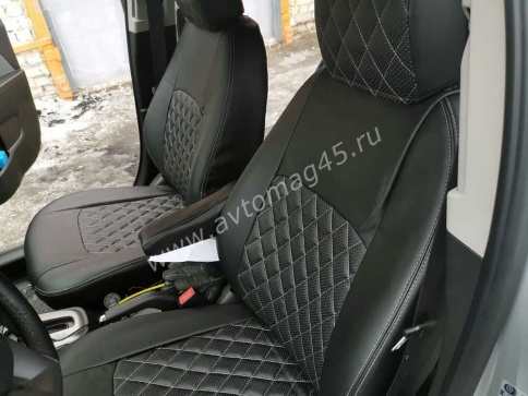 Авточехлы  Chevrolet Cobalt Кобальт 13-22г / Ravon Равон R4 16-20г экокожа черная ромб    фото 1