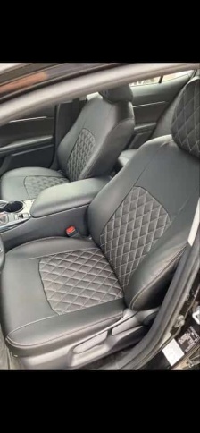 Авточехлы  Toyota Camry Тойота Камри с 2018г кузов V70 экокожа черная бежевая нить ромб    фото 5