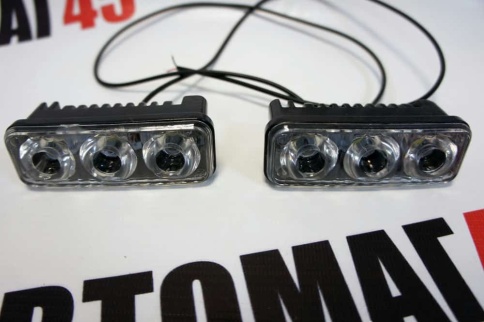 Дневные  ходовые 3 диода 11Вт 9-32V прямоугольный 1шт гарантия 1 мес    фото 2