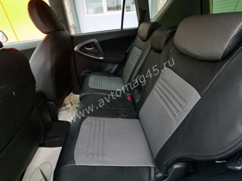 Авточехлы  Toyota RAV4 Тойота Рав4 2006-2012г XA30 экокожа черно-серая    фото 6