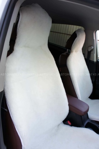 Накидка  на сиденье короткий ворс белая шерсть 60% 145х55см 1шт    фото 3