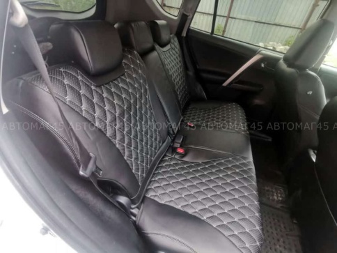 Авточехлы  Toyota RAV4 Тойота Рав4 2012-2019г XA40 экокожа черный модель Байрон    фото 3