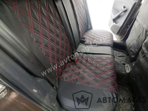 Экстрим  чехлы универсальные экокожа черный черный и красная нить ромб комплект    фото 3