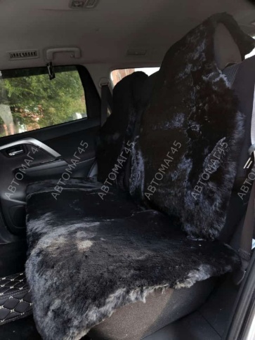 Рус Автотренд  Накидки короткий ворс мутон черный 140x55 на весь салон 5шт    фото 6