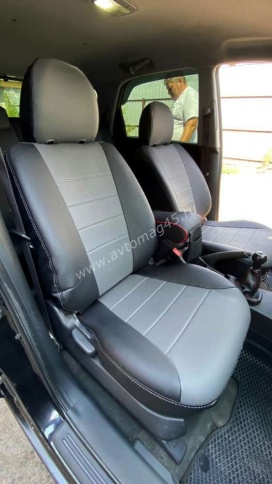 Авточехлы  Hyundai Tucson 08-16г подходит Kia Sportage 04-09г (корейская сборка) экокожа черно-серая фото 2