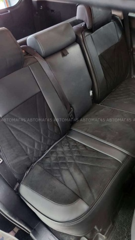 Чехлы  накидки на сиденье экокожа+алькант черный трансформер с отдельным подголовником компл Oumanni фото 9