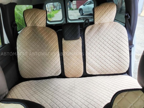 Гелакси  Накидки на сиденье на силиконе велюр задний ряд бежевые 3шт  фото 1