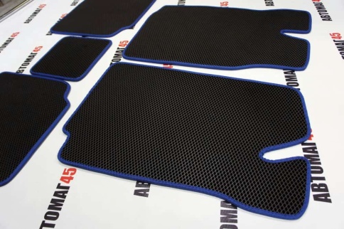 EVA ЭВА  коврики в салон ВАЗ 2101 2107 черные синий кант  рисунок ромб комплект 5шт    фото 3