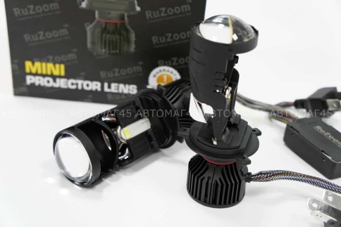 Ruzoom светодиодные лампы LED линза модуль 2шт H4 12В 60W 6500K 5000Lm с обманкой гар 6мес фото 2