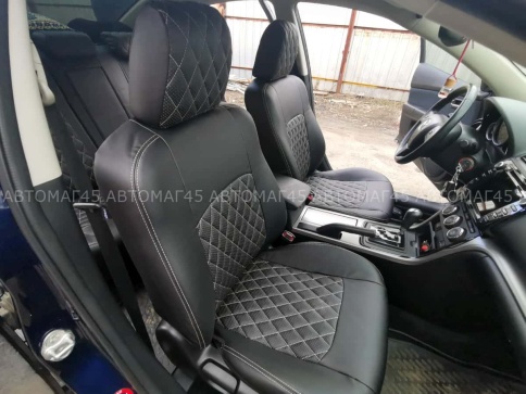 Авточехлы  Mazda 3 Мазда 3 2009-2013г экокожа черная ромб    фото 2