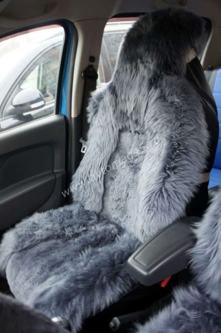 Накидки  комбинированные полностью серые овчина 140x50см 2шт    фото 6