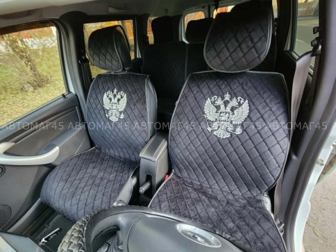 Чехлы  накидки на сиденье серия G велюр черный черная нитка передние 2 шт Maximal фото 2