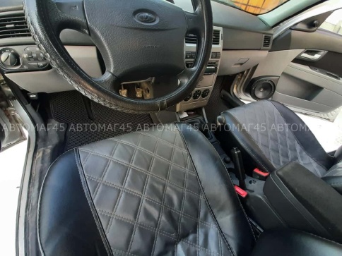 EVA ЭВА  коврики в салон Лада Приора ВАЗ 2110 черные рисунок ромб комплект 5шт CITY    фото 2