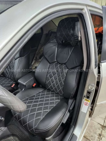 Динас  чехлы универсальные LAMBO экокожа Ромбы черный черный комплект    фото 5