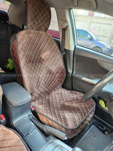 Гелакси  Накидки на сиденье на силиконе велюр коричневый 2шт    фото 9