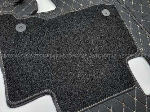 Ковры  5D экокожа Toyota Land Cruiser Prado 150 с 18г черный с бежевой ниткой+ворс комплект АКЦИЯ!  фото 10