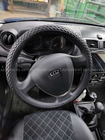 Skyway  оплетка руля кожа плетеная черная Real-7 размер M    фото 2