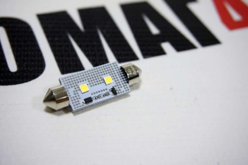 Маяк  лампа светодиодная С10W T11 41мм 2 SMD c обманкой 5000K 90Lm 1 шт    фото 1