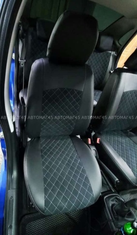 Авточехлы  Лада Granta Гранта  2/3 с 08.2018г экокожа алькантара черная ромб г.Ростов  фото 5