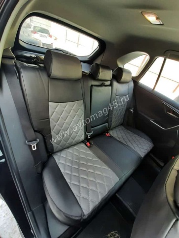 Авточехлы  Toyota RAV4 Тойота Рав4 2018-2025г XA50 экокожа черно-серый ромб    фото 2
