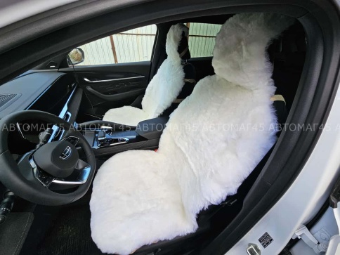 Накидки  короткий ворс мутон белый на коже 140х55см 2шт    фото 1