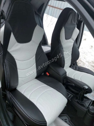 Динас  чехлы универсальные экокожа черный белый комплект    фото 1