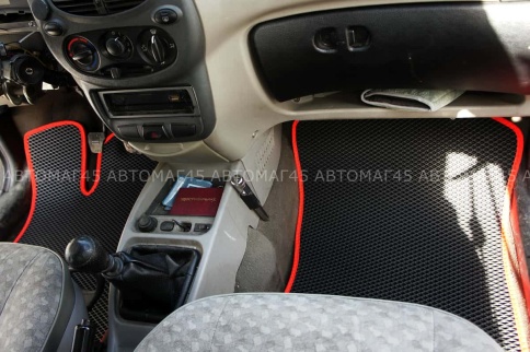 EVA ЭВА  коврики в салон Лада Kalina Granta Datsun On-do Mi-do черн красный кант рис ромб компл 5шт фото 1