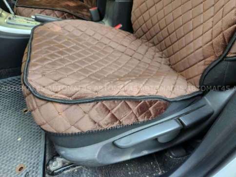 Гелакси  Накидки на сиденье на силиконе велюр коричневый 2шт    фото 7