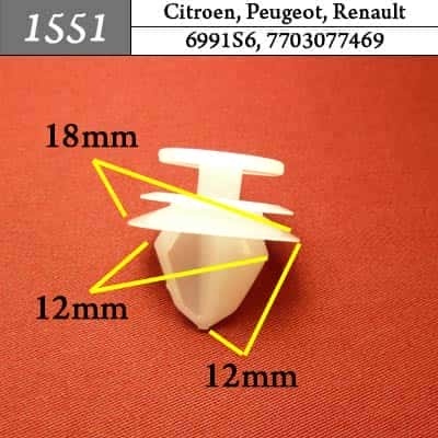 1551 Клипса пистон для Citroen Peugeot Renault фото 1